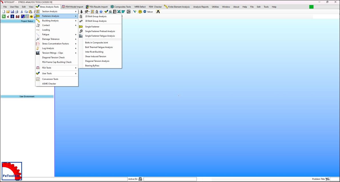 FeToolKit software shown on a laptop with a modern engineering workspace, displaying a structural analysis model and results interface.